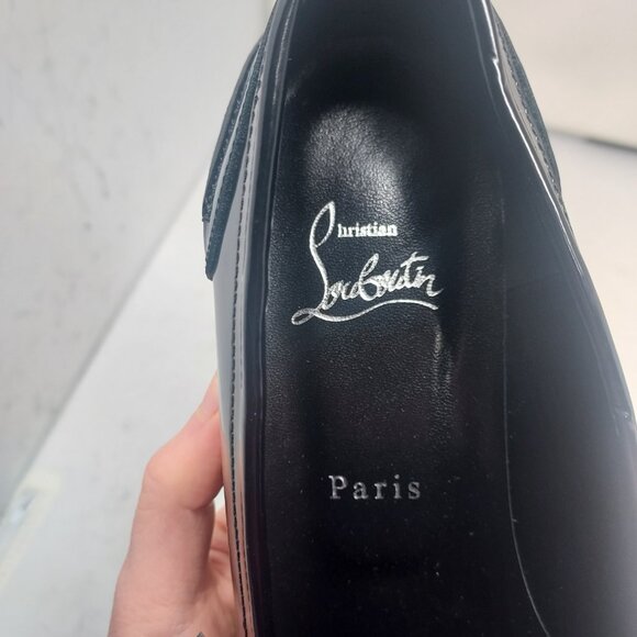 Christian Louboutin Womens Patent Black Leather Loafer - Picture 6 of 11